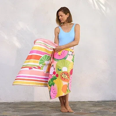 Kirkland's Squeeze The Day Reversible Microfiber Beach Towel In Multi