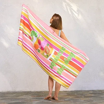 Kirkland's Squeeze The Day Reversible Microfiber Beach Towel In Multi