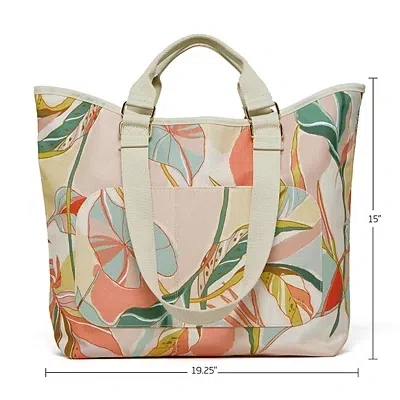 Kirkland's Exotic Leaves Extra Large Tote Bag In Pink