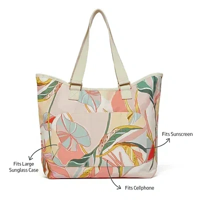 Kirkland's Exotic Leaves Extra Large Tote Bag In Pink