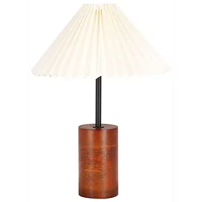 Kirkland's Walnut Wood Cylinder Mattie Table Lamp In Multi