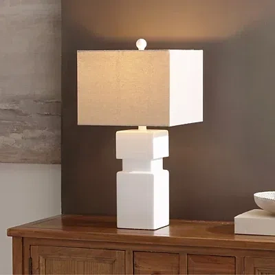 Kirkland's Square Stacked Zoe Table Lamp In White