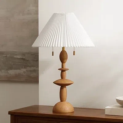 Kirkland's Stacked Double Pull Chain Table Lamp In Brown