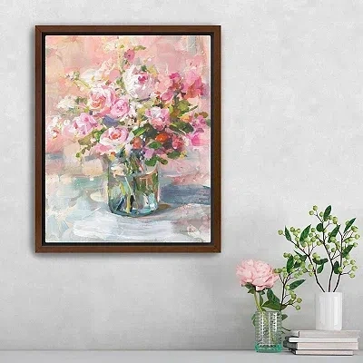 Kirkland's Plentiful Bouquet Framed Canvas Art Print In Pink