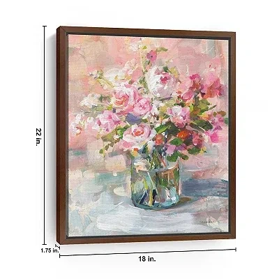 Kirkland's Plentiful Bouquet Framed Canvas Art Print In Pink