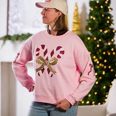 Kirkland's Candy Cane Bow Sleeves Xl Sweatshirt