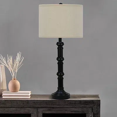 Kirkland's Satin Black Stacked Column Table Lamp In Multi