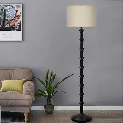 Kirkland's Satin Black Stacked Column Floor Lamp In Multi