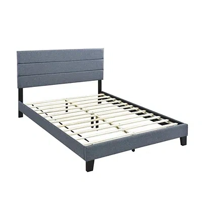 Kirkland's Dark Gray Plush Linen Queen Platform Bed In Blue