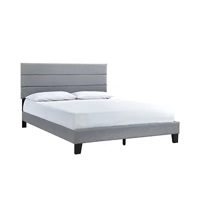Kirkland's Plush Linen Queen Platform Bed In Gray