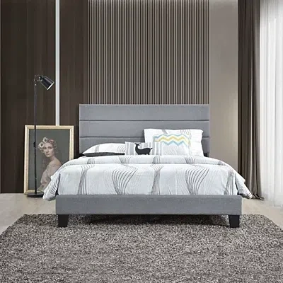 Kirkland's Plush Linen Queen Platform Bed In Gray