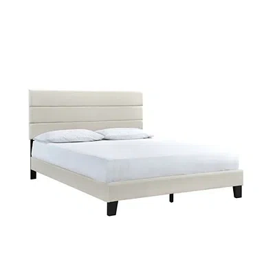 Kirkland's Plush Linen Queen Platform Bed In White