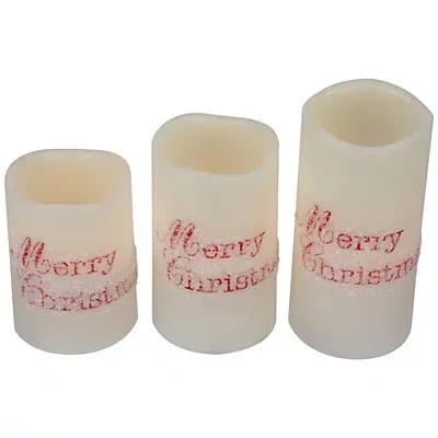 Kirkland's Led Merry Christmas Pillar Candles In White