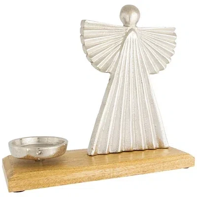 Kirkland's Metal Angel Votive Candle Holder In Silver