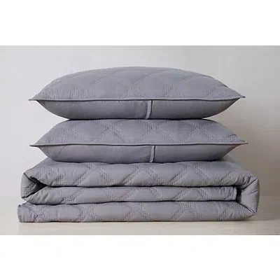 Kirkland's Truly Soft Gray 3d Puff 3 Piece Full/queen Quilt Set In Gray