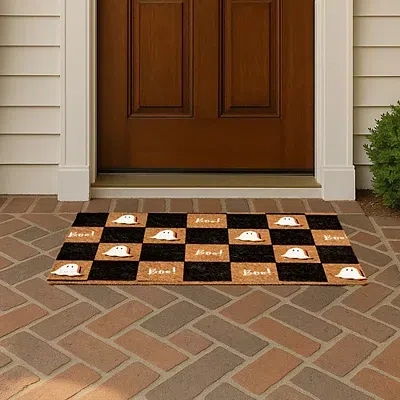 Kirkland's Boo Ghost Checkered Doormat In Black