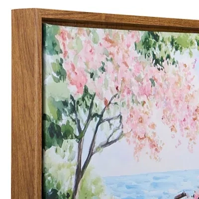 Kirkland's Biking On The Boardwalk Framed Canvas Art Print In Blue