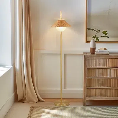 Kirkland's Laguna Rattan Weave Shade Floor Lamp In Gold