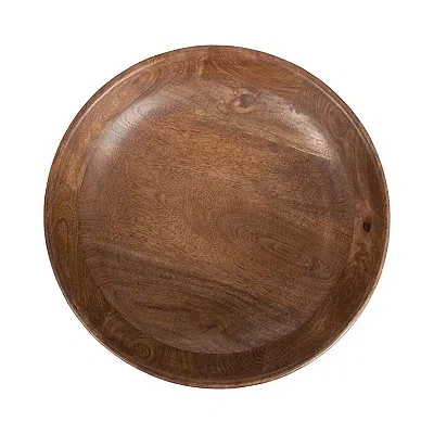 Kirkland's Walnut Brown Ribbed Wood Decorative Bowl In Brown