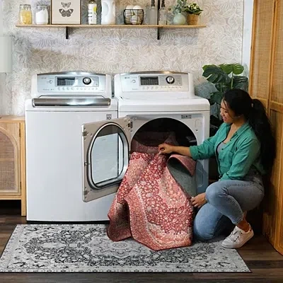 Kirkland's Ruby Kenya Washable Area Rug In Red