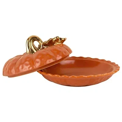 Kirkland's Pumpkin Pie Plate With Lid In Orange