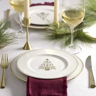 Kirkland's Lenox Federal Gold Tree Accent Plates In White