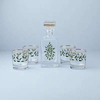 Kirkland's Decanter & Whiskey Glass Set In Transparent