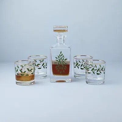 Kirkland's Decanter & Whiskey Glass Set In Transparent