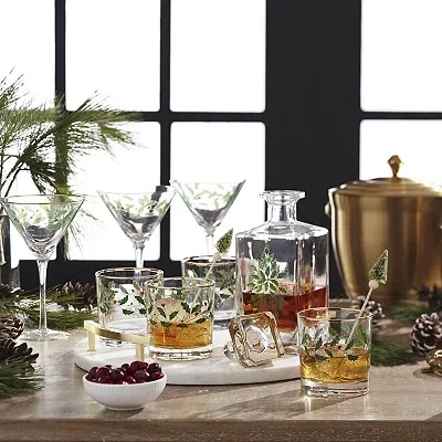 Kirkland's Decanter & Whiskey Glass Set In Transparent