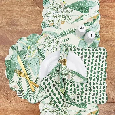 Kirkland's Parson Tropical Leaves Table Runner In Green