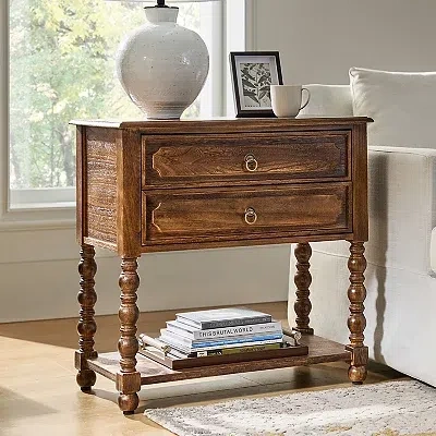 Kirkland's Walnut Wood Gwen Charging End Table In Brown