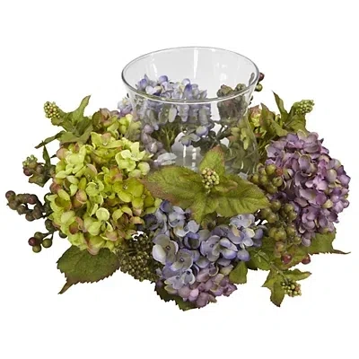 Kirkland's Multicolor Hydrangea And Berry Candle Centerpiece In Green