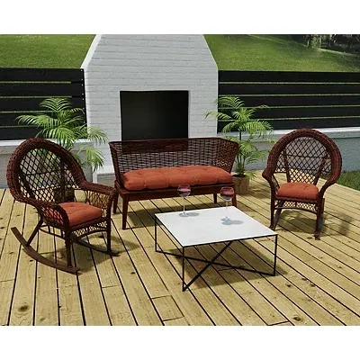 Kirkland's Outdoor Wicker Cushion Set In Brown