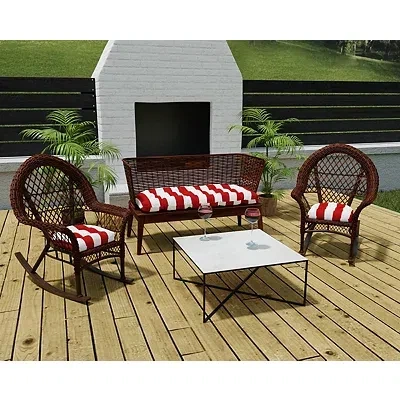 Kirkland's Outdoor Wicker Cushion Set In Red