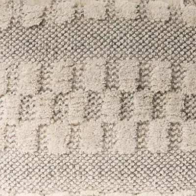 Kirkland's Flatweave Tufted Checker Wool Pouf In Neutral