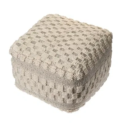 Kirkland's Flatweave Tufted Checker Wool Pouf In Neutral