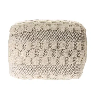 Kirkland's Flatweave Tufted Checker Wool Pouf In Neutral
