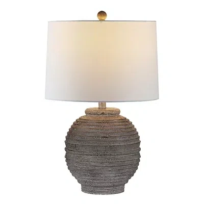 Kirkland's Distressed Charcoal Textured Resin Table Lamp In White