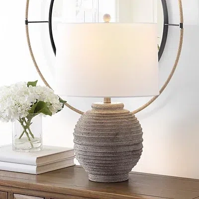 Kirkland's Distressed Charcoal Textured Resin Table Lamp In White