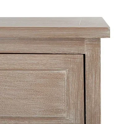 Kirkland's Whitewashed Brown Wood Side Table With Baskets In Neutral