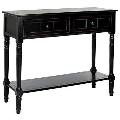 Kirkland's Distressed Black Wood 2-drawer Console Table In Black