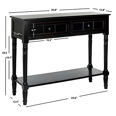 Kirkland's Distressed Black Wood 2-drawer Console Table In Black
