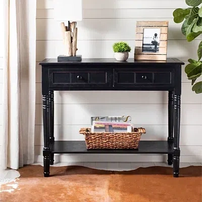 Kirkland's Distressed Black Wood 2-drawer Console Table In Black