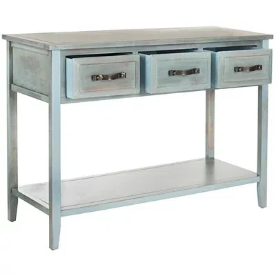 Kirkland's Distressed Light Blue 3-drawer Console Table In Blue