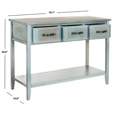 Kirkland's Distressed Light Blue 3-drawer Console Table In Blue
