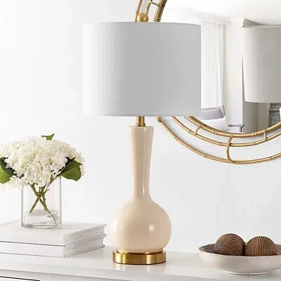 Kirkland's Glazed Ivory Glass Teardrop Table Lamp In Multi