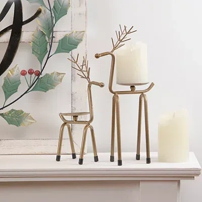 Kirkland's Reindeer Pillar Candle Holder In Silver