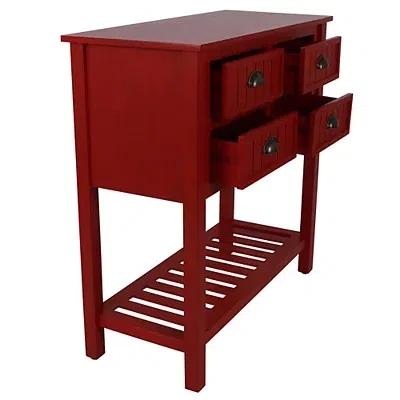 Kirkland's Wood 4-drawer Console Table In Red