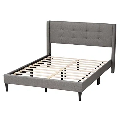 Kirkland's Amala Gray Button Tufted Queen Bed Frame In Gray