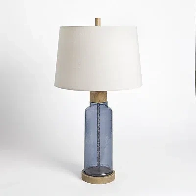 Kirkland's Glass With Wood Trim Table Lamp In Multi